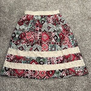 Daniel Rainn Patterned Tiered A-Line Skirt Knee-Length